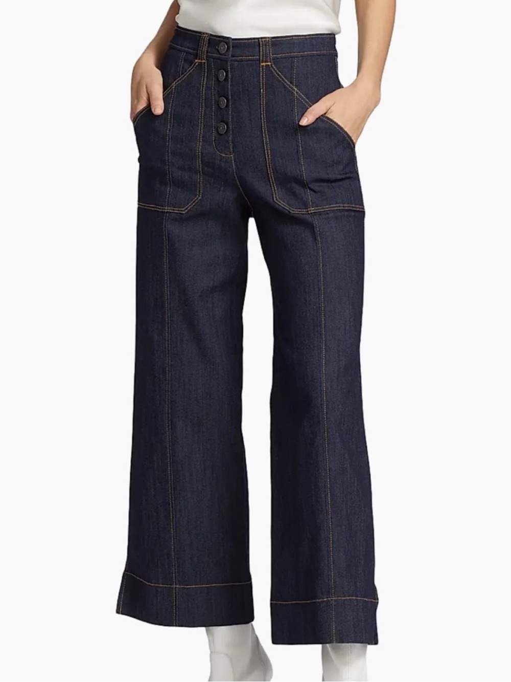 Cinq a Sept Benji Wide Leg High Rise Jeans Size 0 Soft Stretch Fall Luxe Office